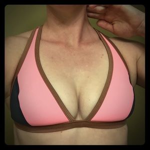 Rare Neoprene Zip Bikini Top